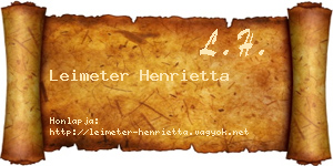 Leimeter Henrietta névjegykártya